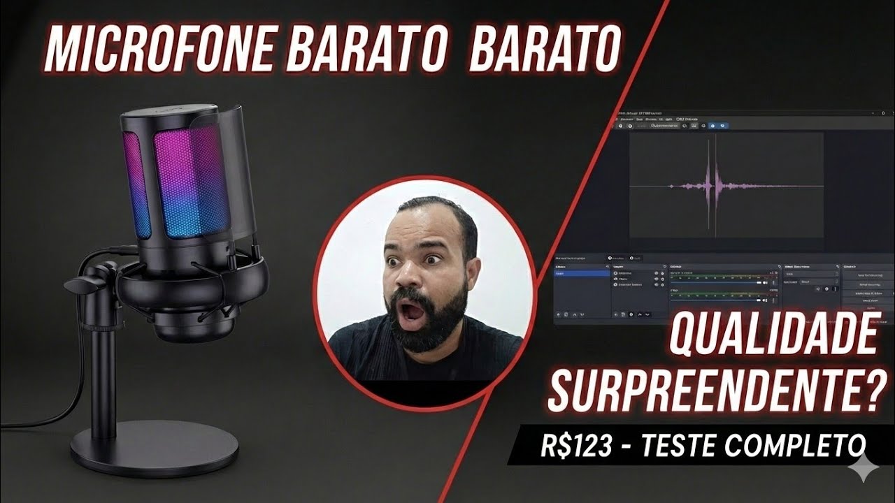 Adeus Áudio Ruim! Unboxing e Teste Completo do Microfone Hellfox RGB USB