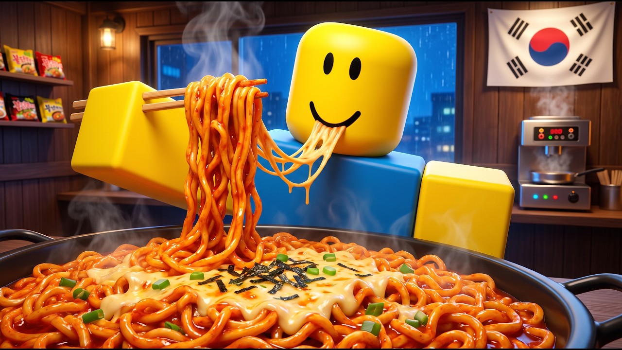 🔥 NOOB COOKS SPICY BULDAK RAMEN IN KOREA! 🇰🇷 Roblox ASMR