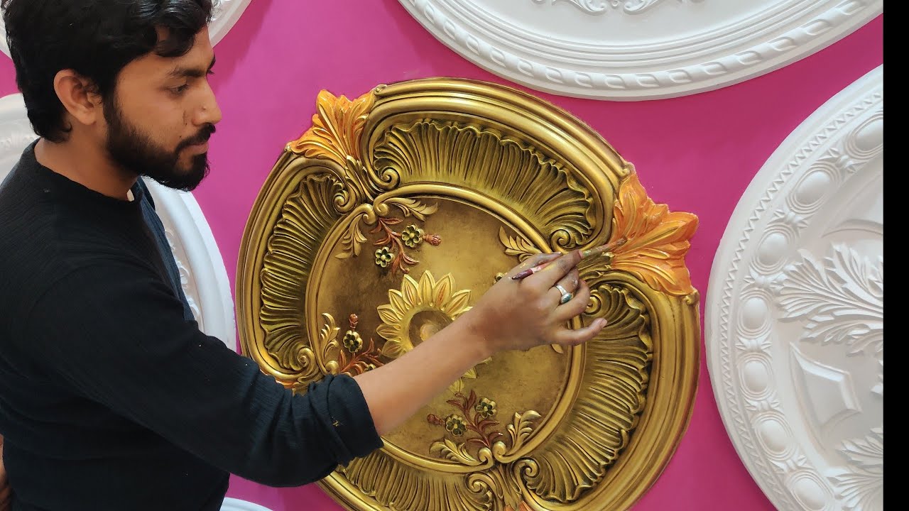 How to Assemble Modern Ceiling medallion antique Colour & Amazing silver Gold  OIL Painting 4K- Ep-1