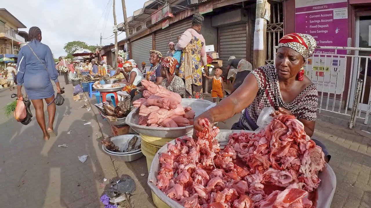RAW FOOD MARKET IN GHANA ACCRA MAKOLA