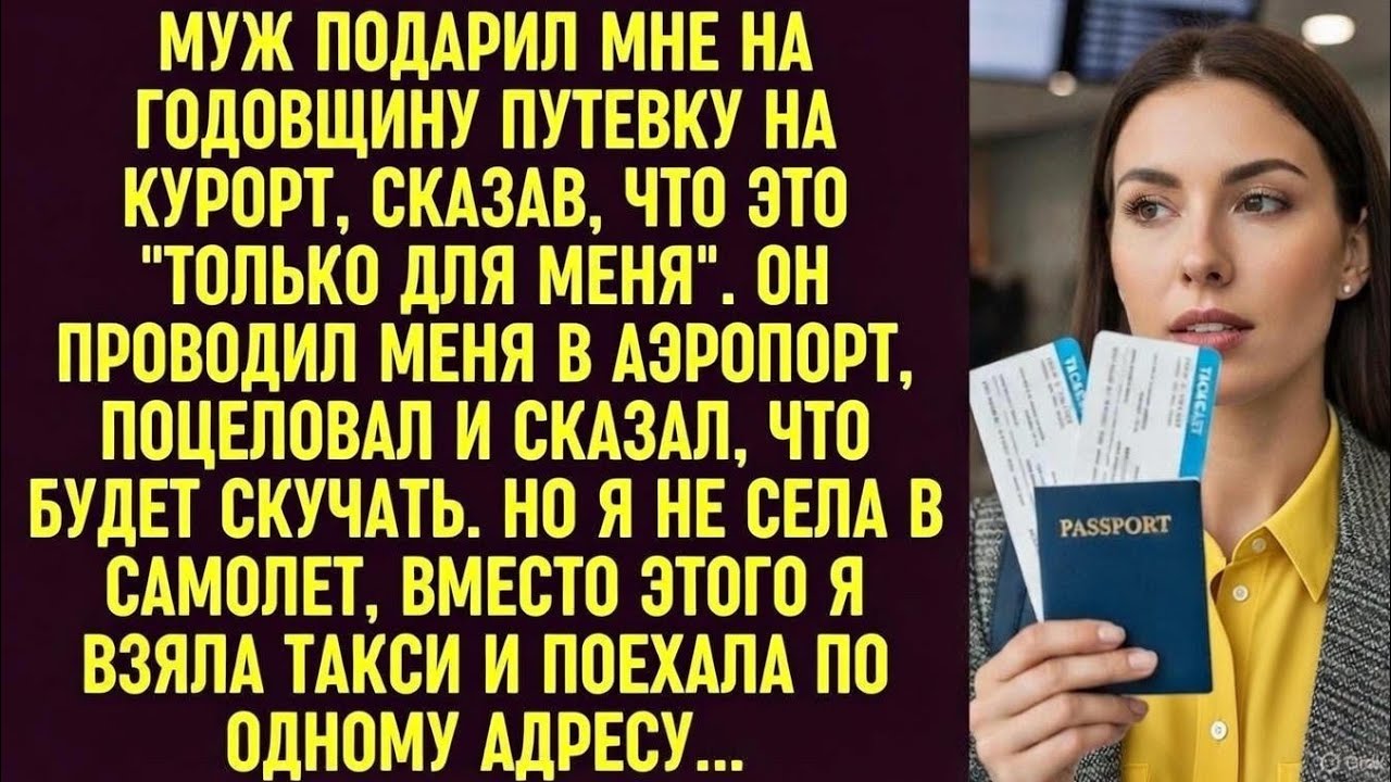 Муж подарил мне путевку. Я не села в самолёт, а поехала на такси по одному адресу — и всё узнала.