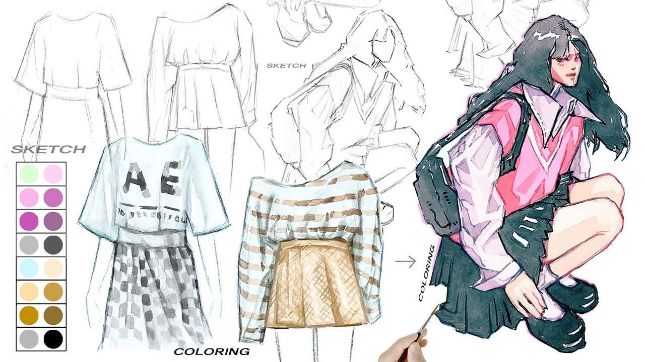 👔 CLOTHES CLASS - SKETCH TO COLORING 👔