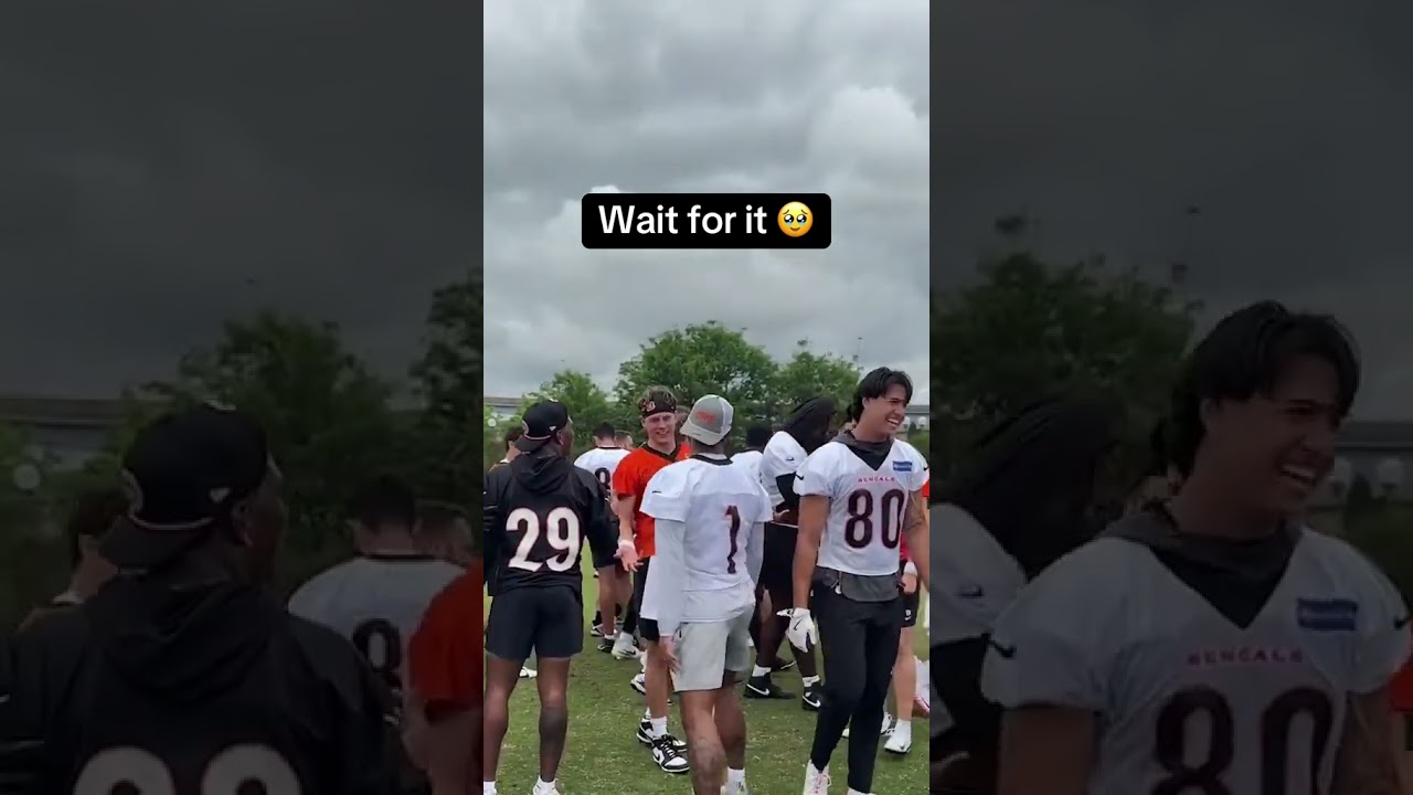 Ja'Marr Chase and Joe Burrow hug and reunite after practice (via @Bengals/TT)