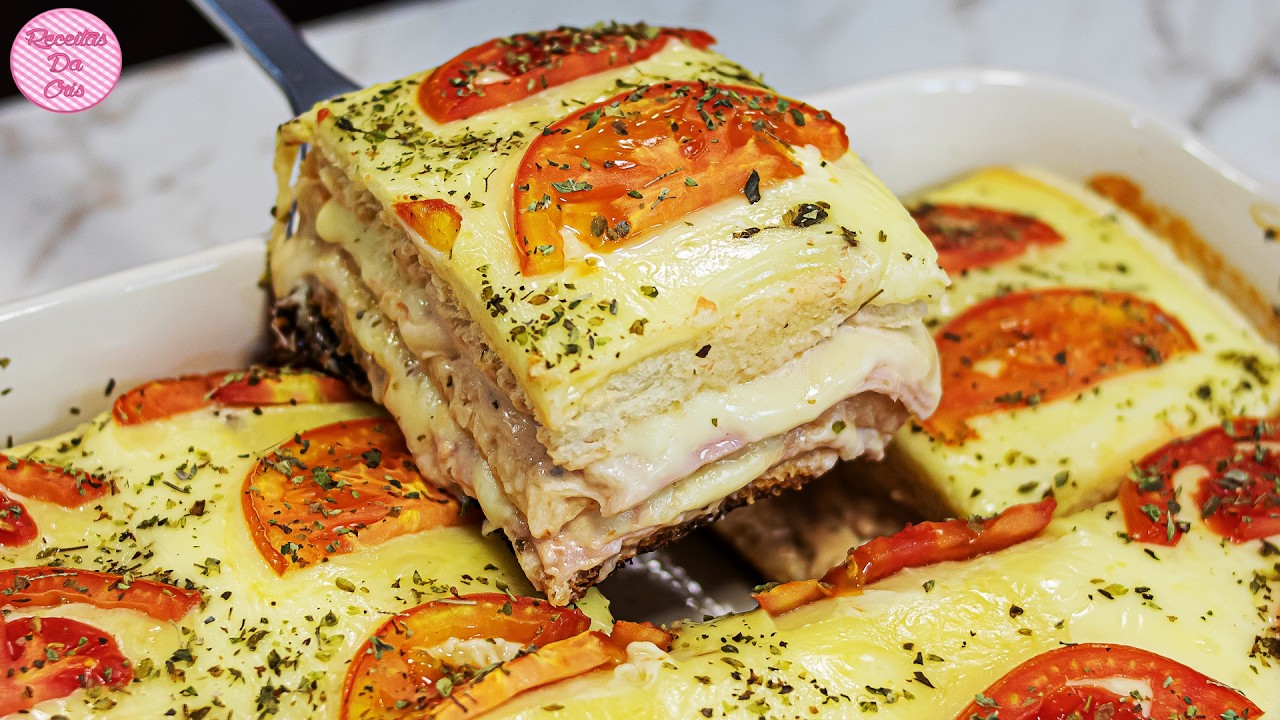 FAÇA AGORA ESSE LANCHÃO CREMOSO DE PREGUIÇOSO DE FORNO! FICA DELICIOSO E É MUITO FÁCIL E RÁPIDO!