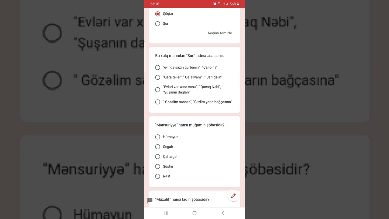 İmtahana hazırlıq testi.Ətraflı  Lad mövzuları.