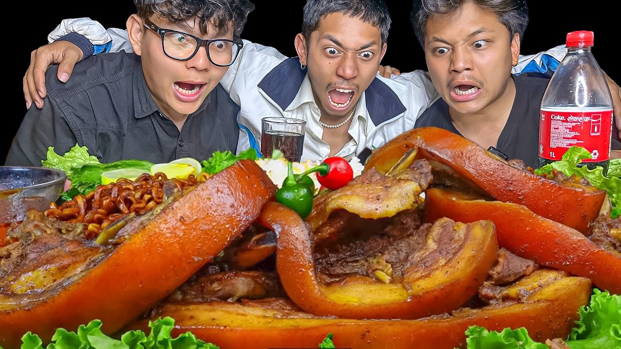Braised Pork Mukbang With Spicy🌶️Current Noodles | Funny Mukbang @mrhistryrl @Khemey