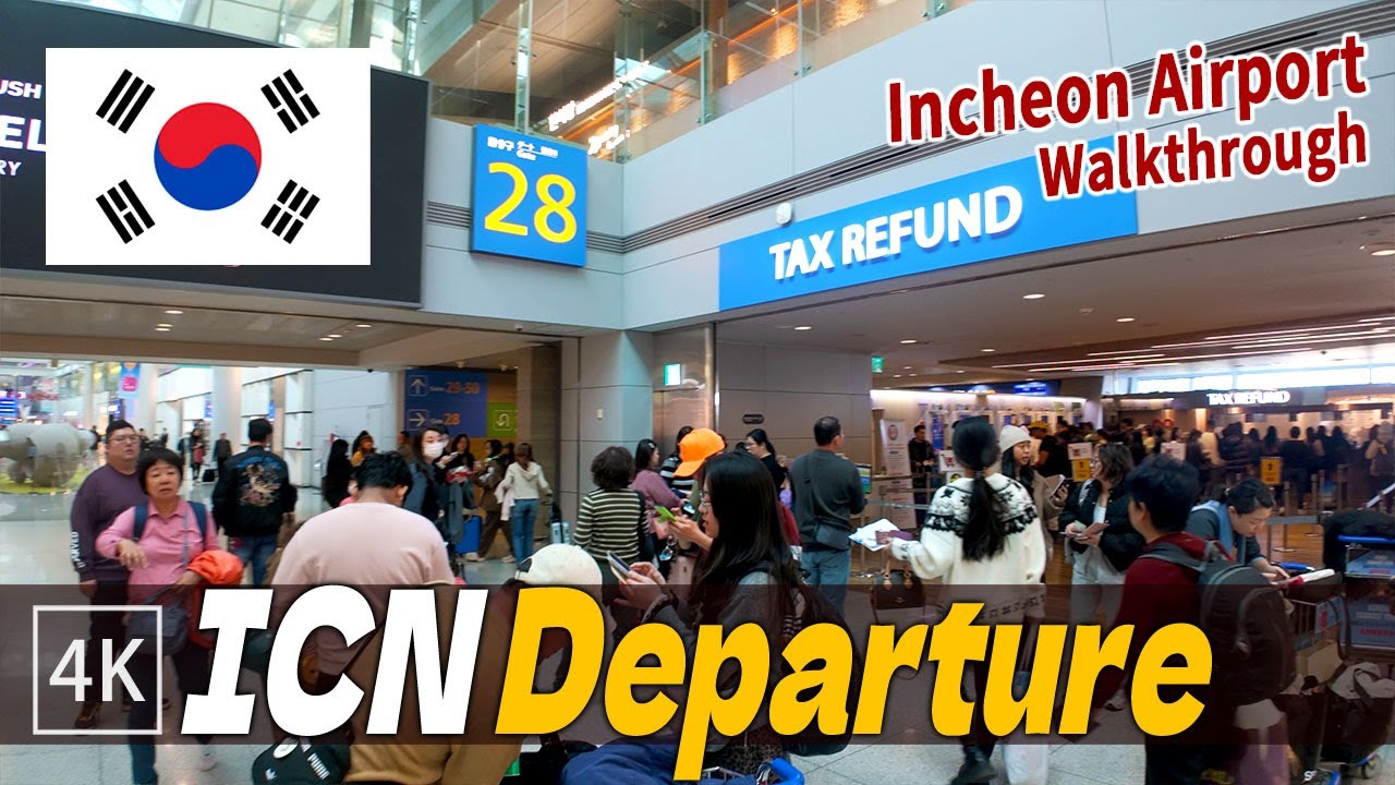 Korea Incheon Airport (ICN) Terminal 1 – Departure Concourse & Duty Free & tax refund / 4k