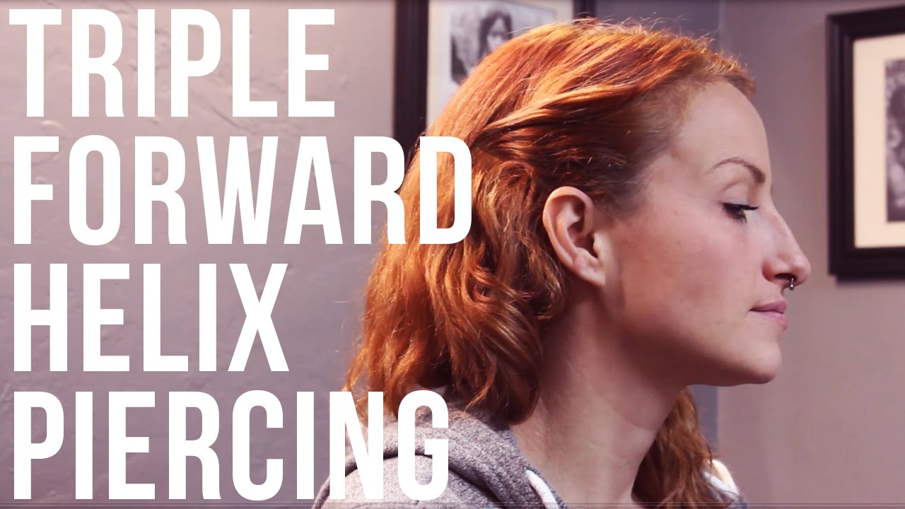 Tara's Triple Forward Helix Piercing | UrbanBodyJewelry.com