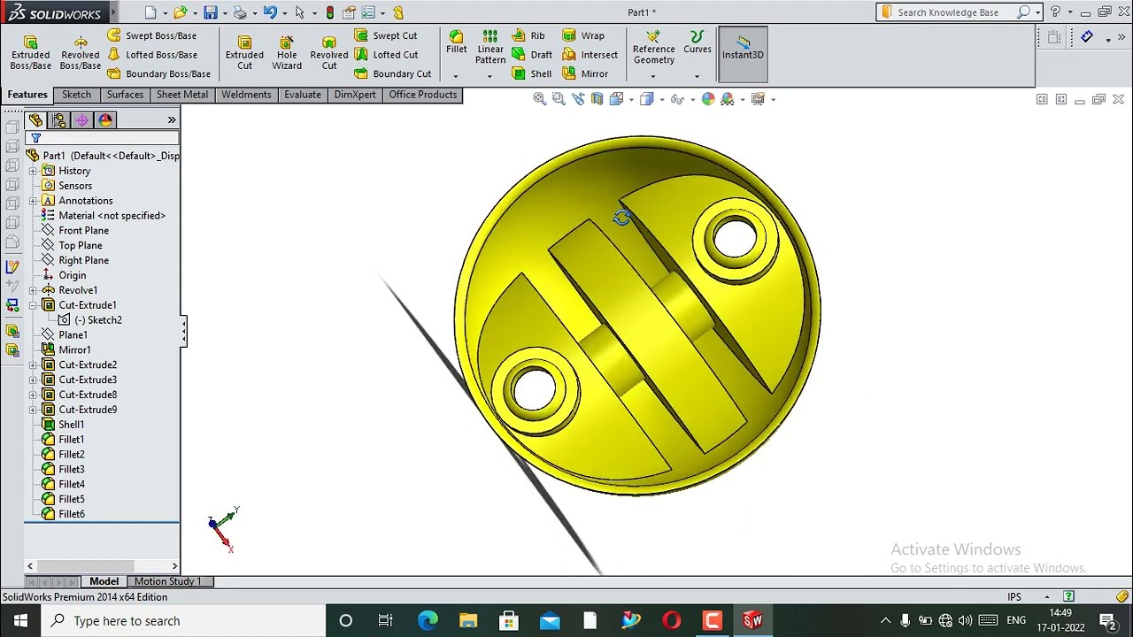 soildwork product design and development process with proper spaceification sketch and dimension