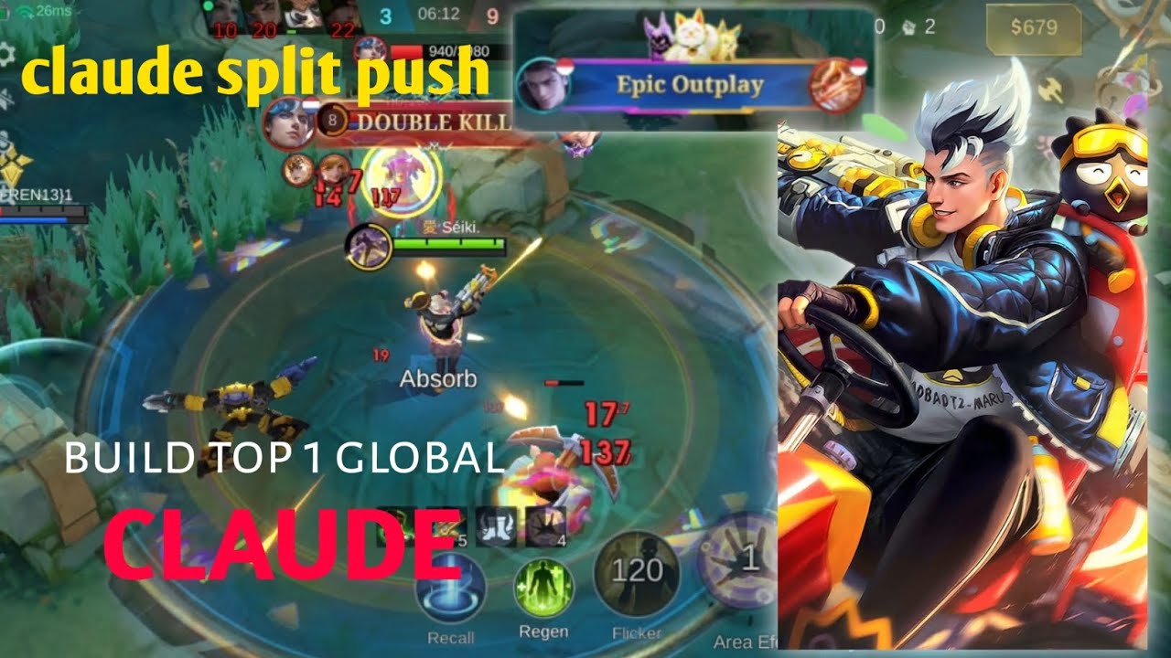 EPIC COMEBACK!! CLAUDE SANRIO SPLIT PUSH!! - BUILD TOP 1 GLOBAL CLAUDE ~ MLBB