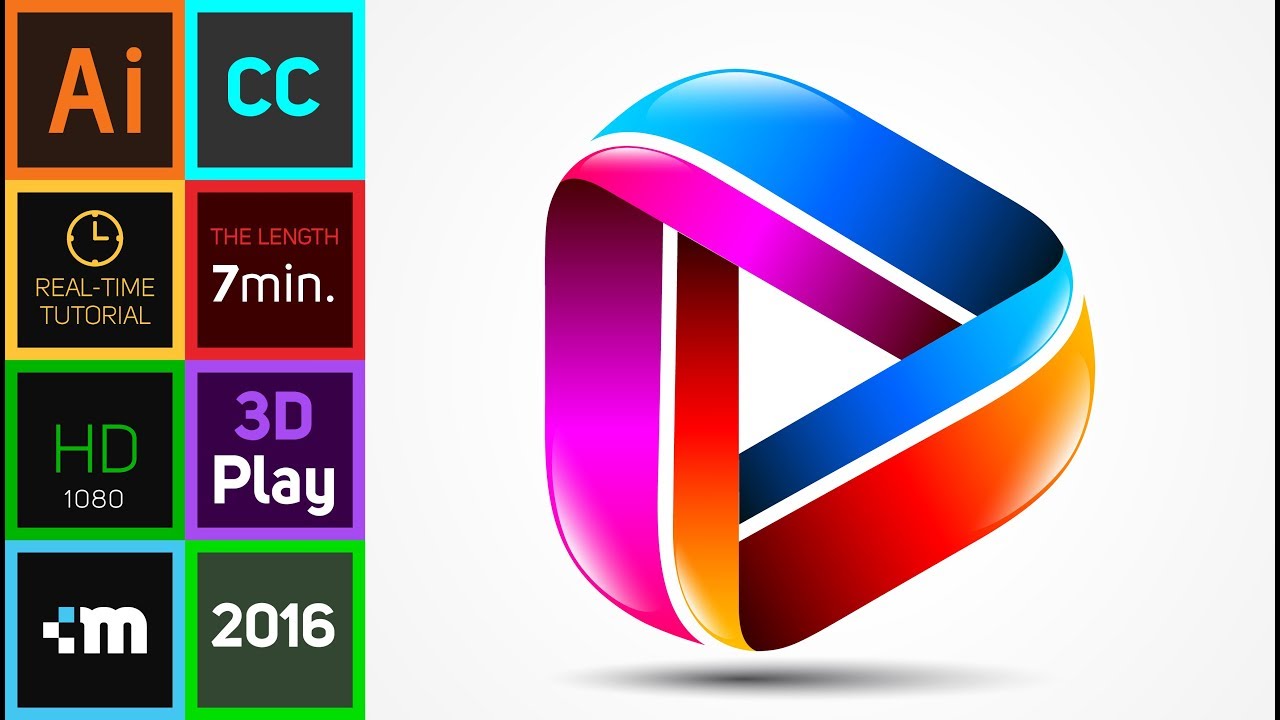 How to create 3D Logo Design in Adobe Illustrator CC | HD | Play Colors