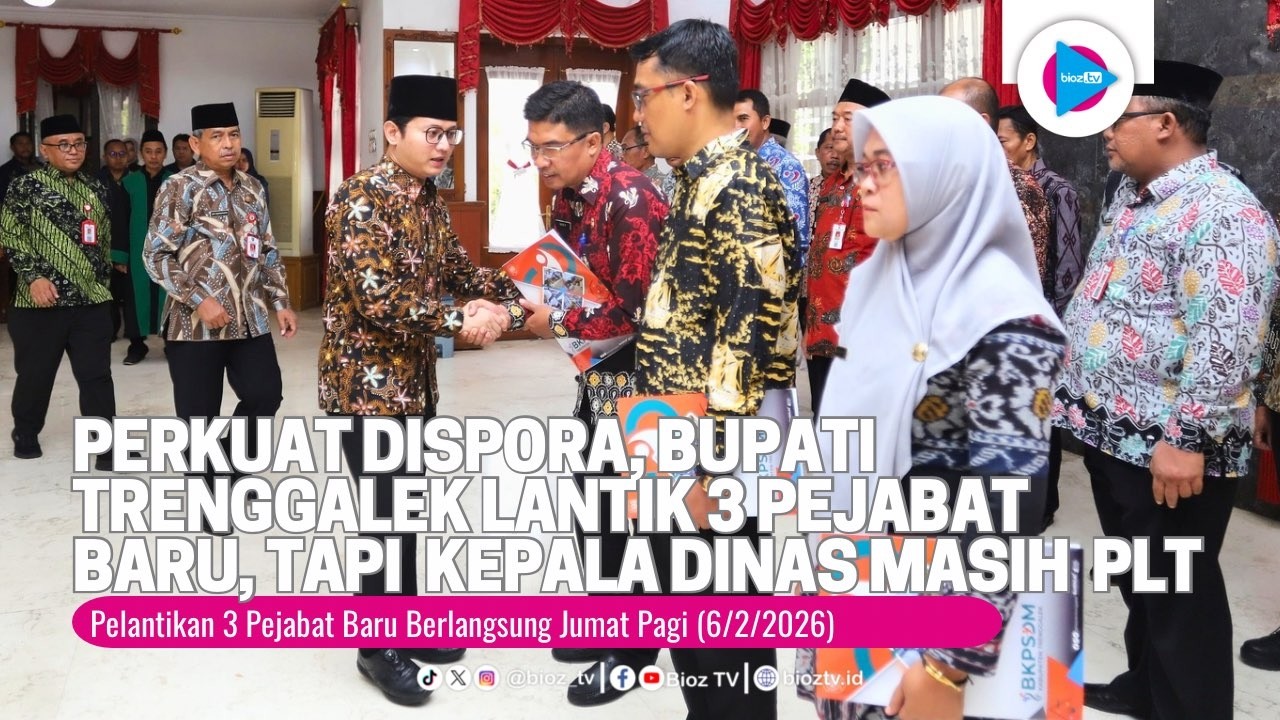 Perkuat Dispora, Bupati Trenggalek Lantik 3 Pejabat Baru, Tapi Kepala Dinas Dibiarkan Plt  - bioztv