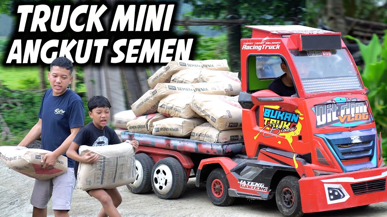 TRUK MINI DIMAS MUATAN SEMEN SEBANYAK INI.. KUAT GAK YA? ATAU JEBOL??