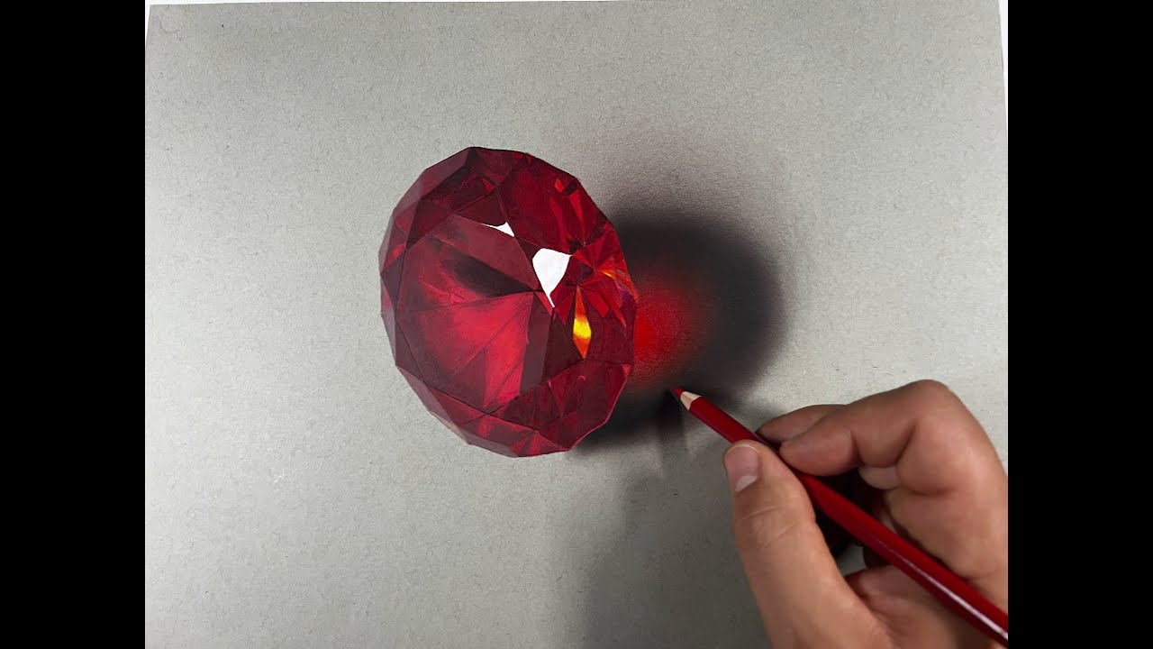 3D Ruby Drawing | Hyper-realistic Drawing | Ruby Gem