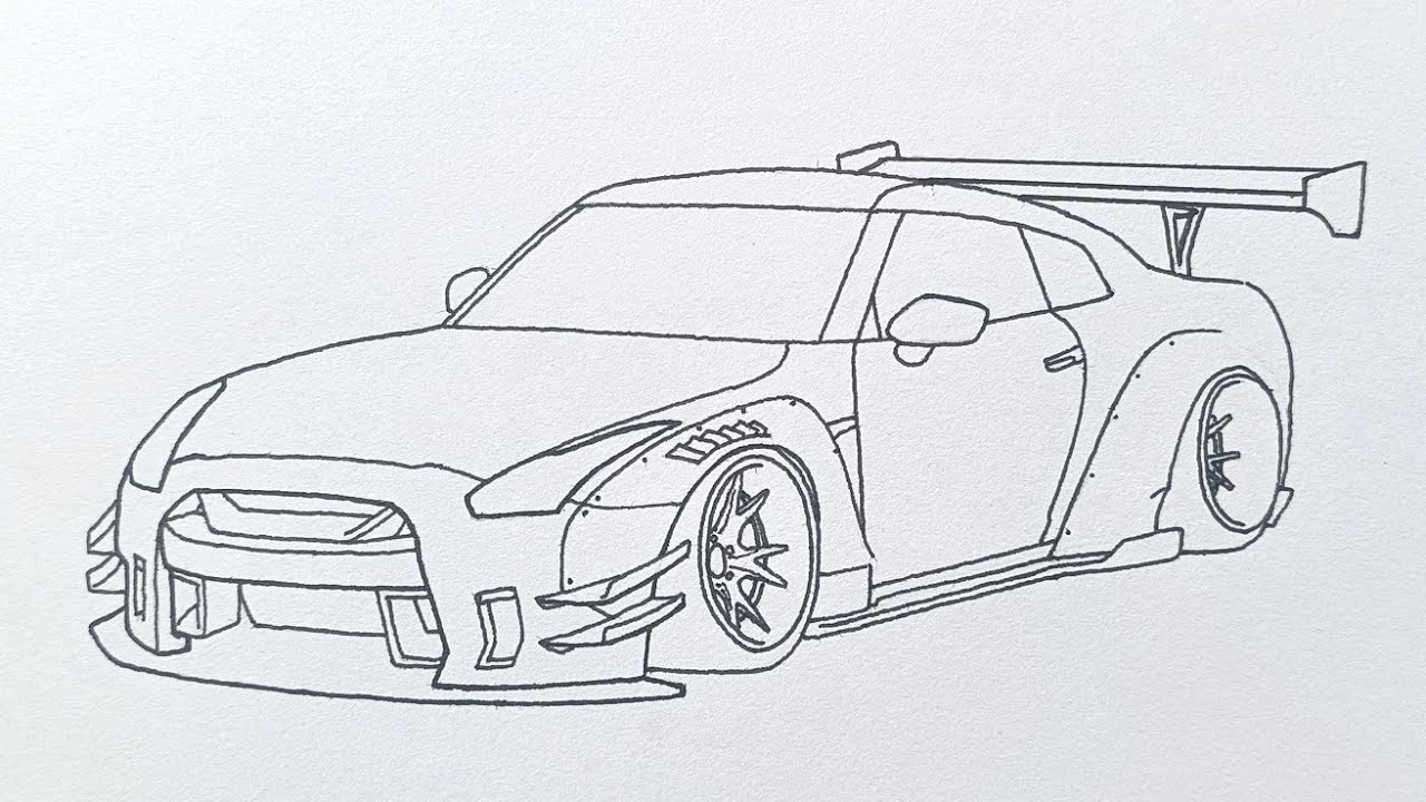 How to Draw a Nissan GTR 