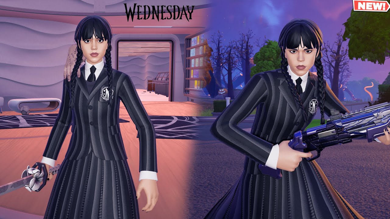Fortnite WEDNESDAY ADDAMS Skin GAMEPLAY! (All Styles)