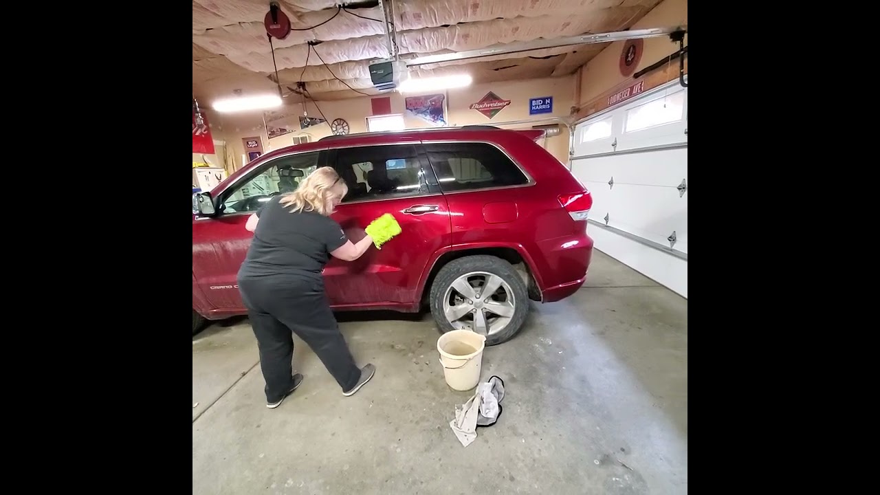 Vickie B - Using Norwex car cloths and mitt to clean my car with just water!