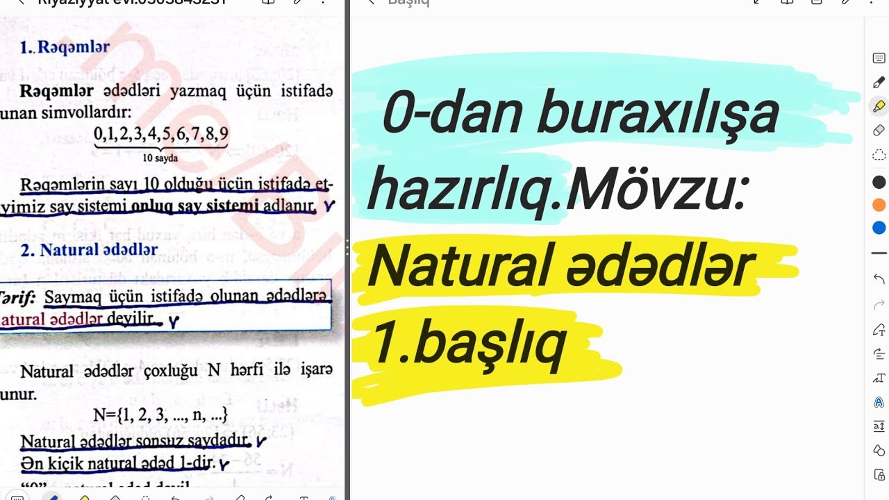 Natural ədədlər 1. başliq movzu izahi.  0503843231