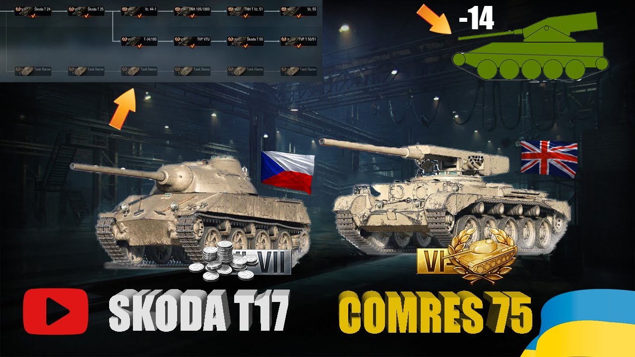 НОВИНКИ ТЕСТУ ЧЕХОСЛОВАЦЬКИЙ ЛТ SKODA T17 ТА БРИТАНСЬКИЙ ПРЕМ СТ COMRES 75 | #WOT_UA