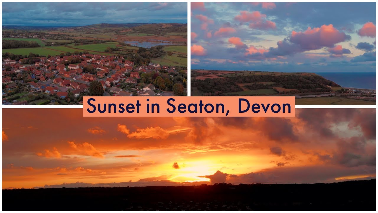 Sunset in Seaton, Devon. Awesome colors and clouds