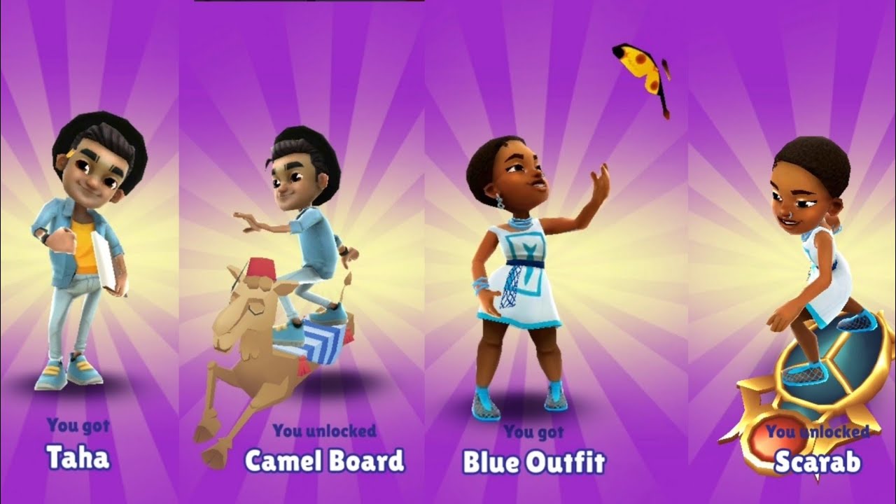 Subway Surfers Marrakesh Unlocking Taha, Aina Blue Outfit, Camel Board & Scarab