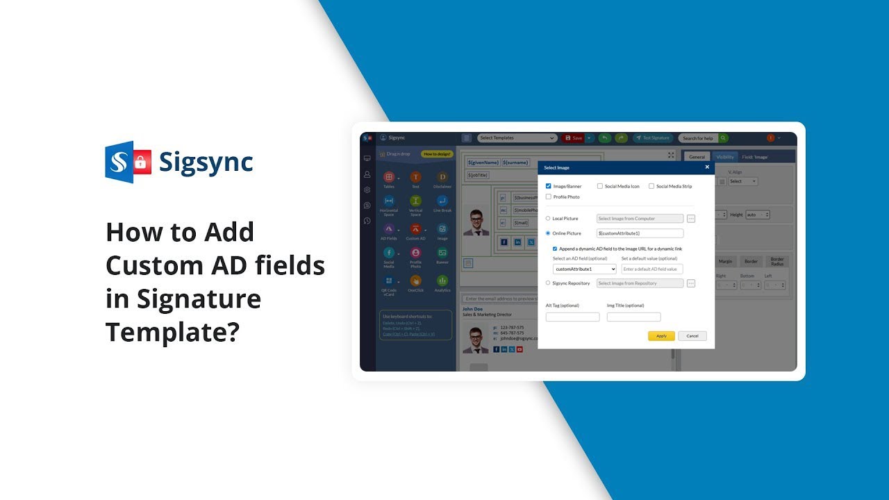 How to add Custom AD fields in email signature template?