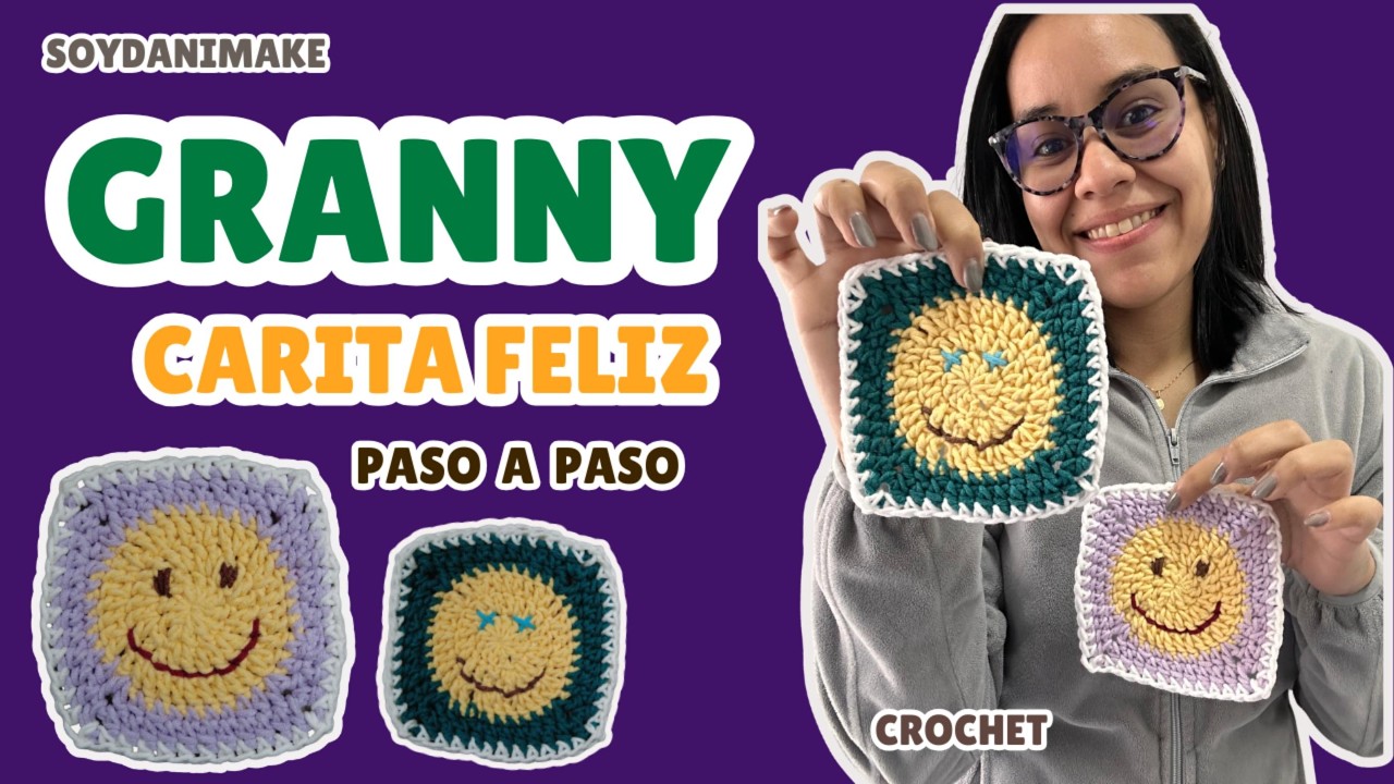 Cómo tejer un Granny Square de Carita Feliz 😊 | Tutorial crochet fácil