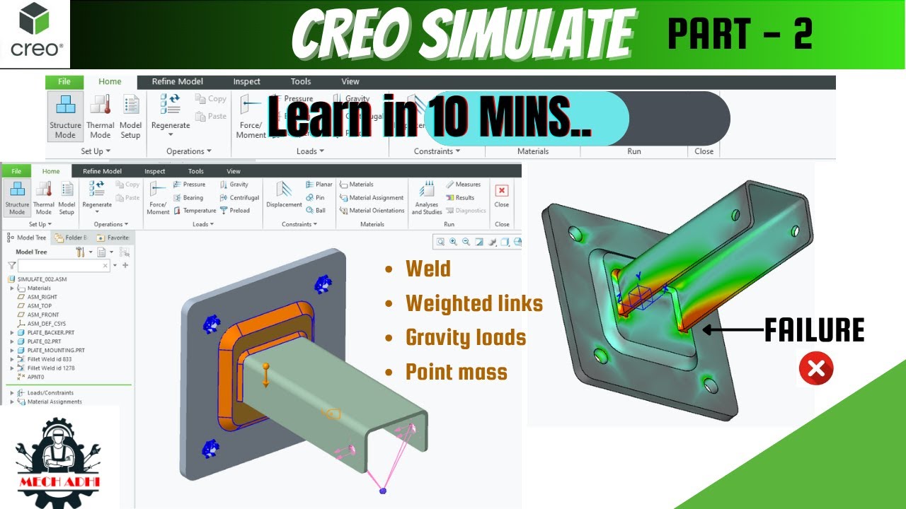 CREO SIMULATE - Static Structural Analysis For Beginners (Part 2)