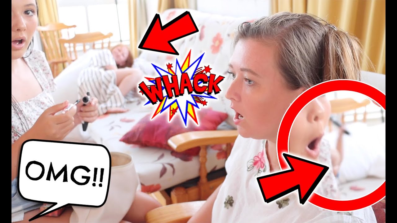BABY BOY HITS SISTER WITH METAL POLE! CAUGHT ON CAMERA!!
