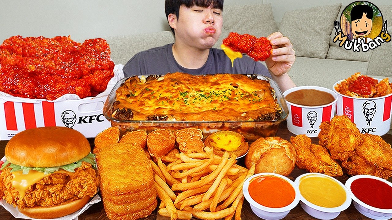 ASMR MUKBANG | Хрустящая жареная курица KFC, Чизбургер, сырная палочка рецепт ! принимать пищу