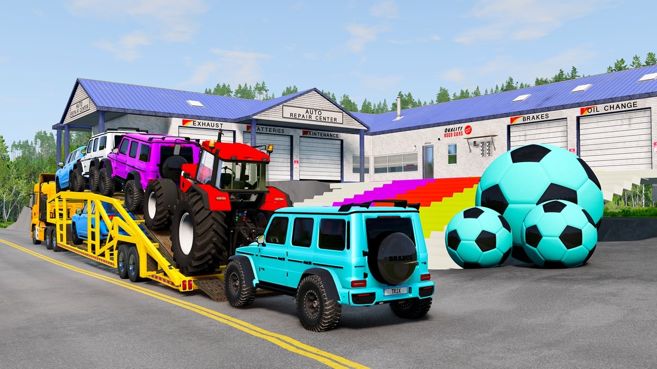Flatbed Truck McQueen | Transportation with Truck - Pothole vs Car #47 | BeamNG.Drive Gameplay