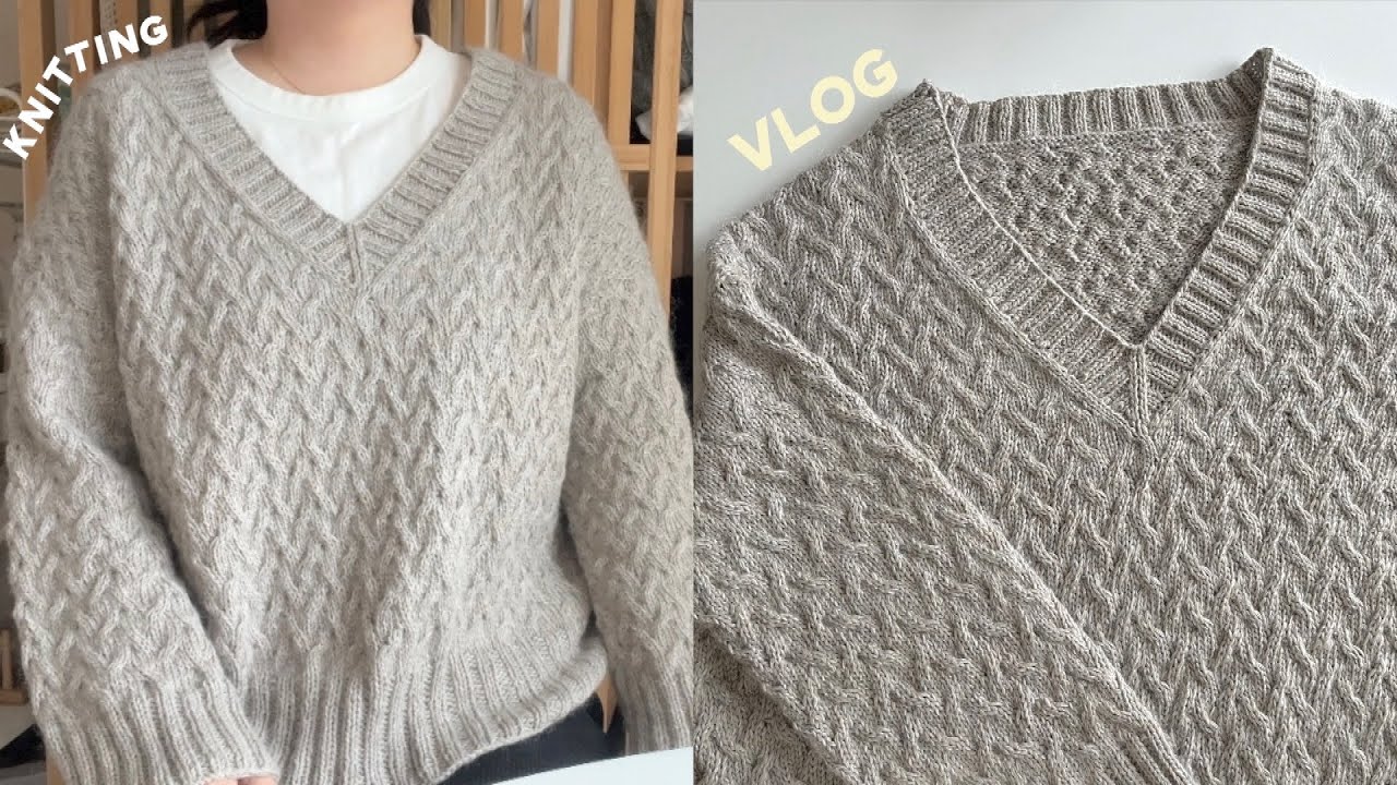 오버핏+모헤어의 보송함=🩵 헤링본 클래식 스웨터 뜨개로그/보송니트/오버핏 스웨터/라라뜨개 키드모헤어