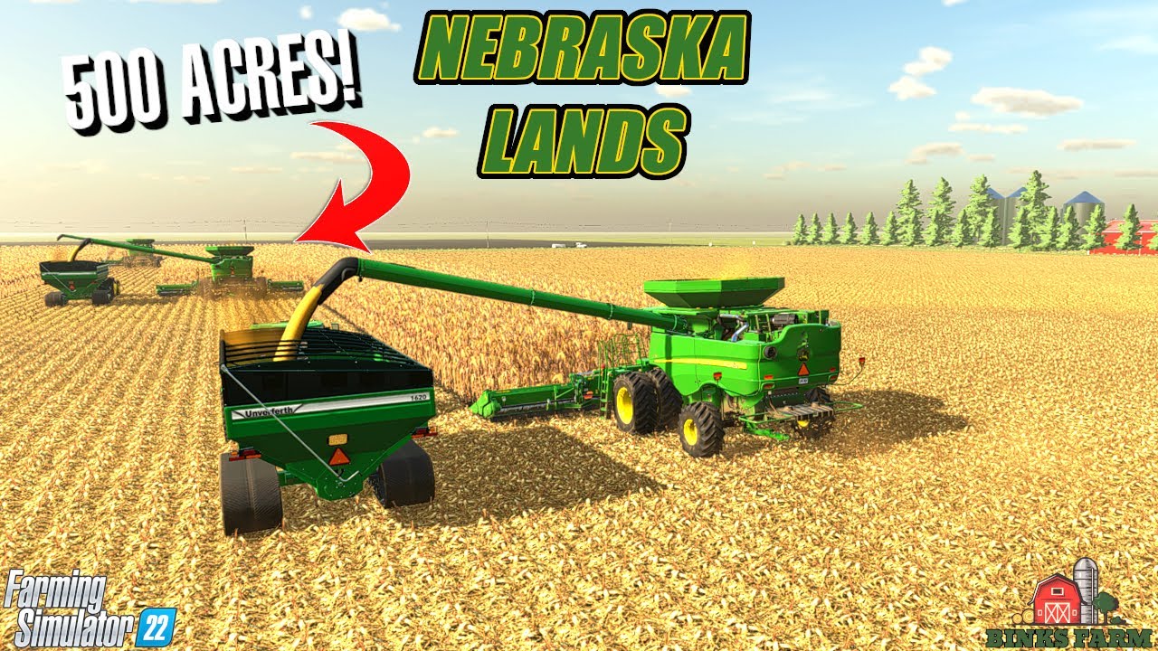 HARVESTING 500 ACRE CORN FIELD WITH 6 COMBINES! | Nebraska Lands | Farming Simulator 22 #6