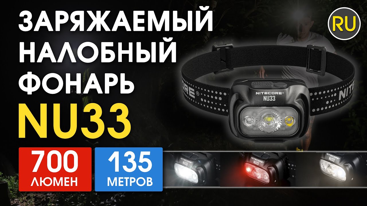 Налобный перезаряжаемый фонарь Nitecore NU33 | Официальный обзор
