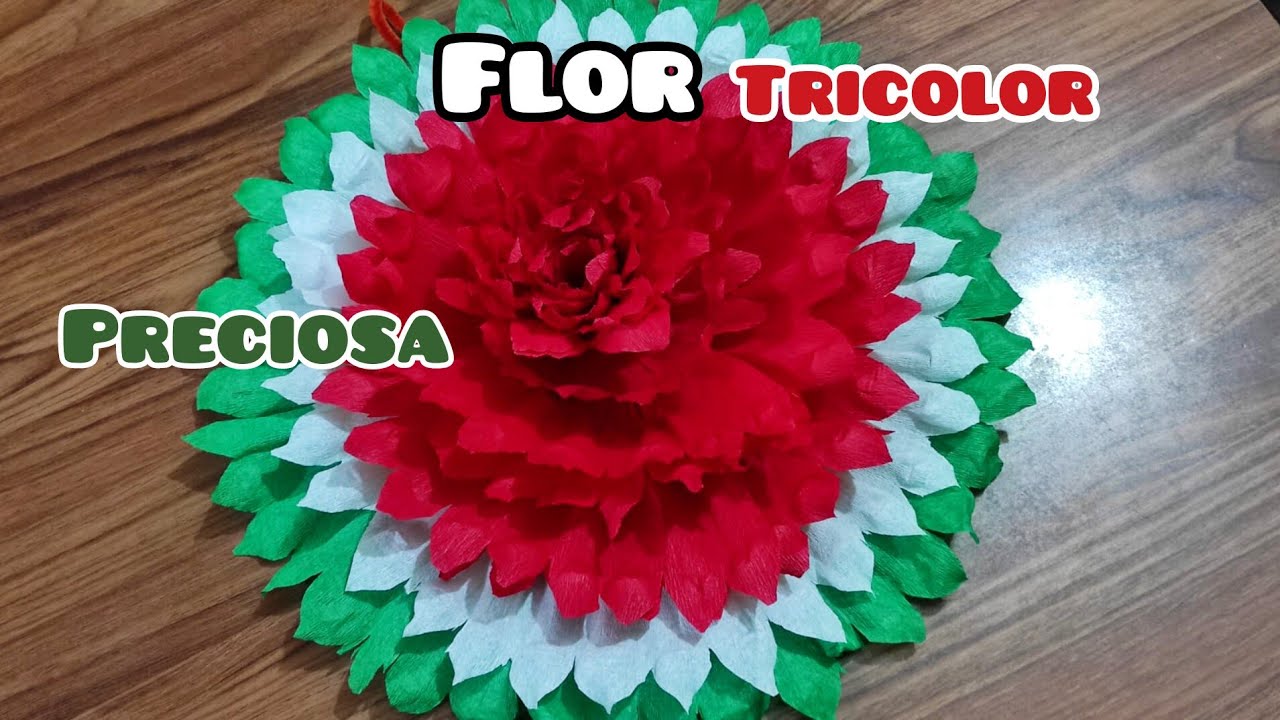 Preciosa Flor Grande Tricolor de papel 🌸​ Fiestas Patrias o cambia los colores tu elige el motivo 😉​