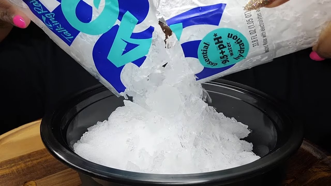 REFROZEN BOTTLE ICE WITH HUMIDIFIER FROST | #iceeating #asmr #asmrice
