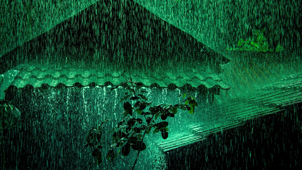 Stress Relief & Fall Asleep Quickly with Heavy Rain on a Tin Roof & Distant Thunder in Forest
