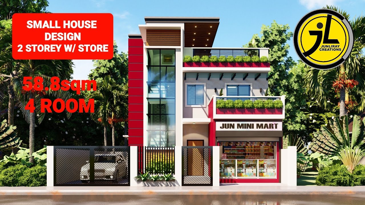 SMALL HOUSE DESIGN | TWO STOREY WITH STORE | By: junliray creations