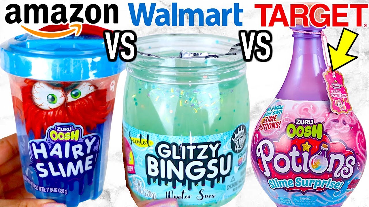 NEW AMAZON SLIME VS WALMART SLIME VS TARGET SLIME! Which Is Worth It?!?