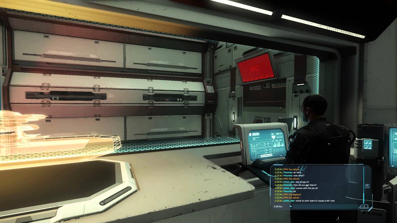 star citizen arc corp area 18. inside customs view. top secret