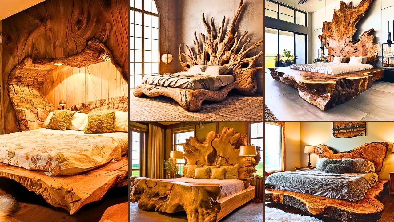 Live Edge Wooden Bed Frame – 100 Raw Nature  Meets Refined Design