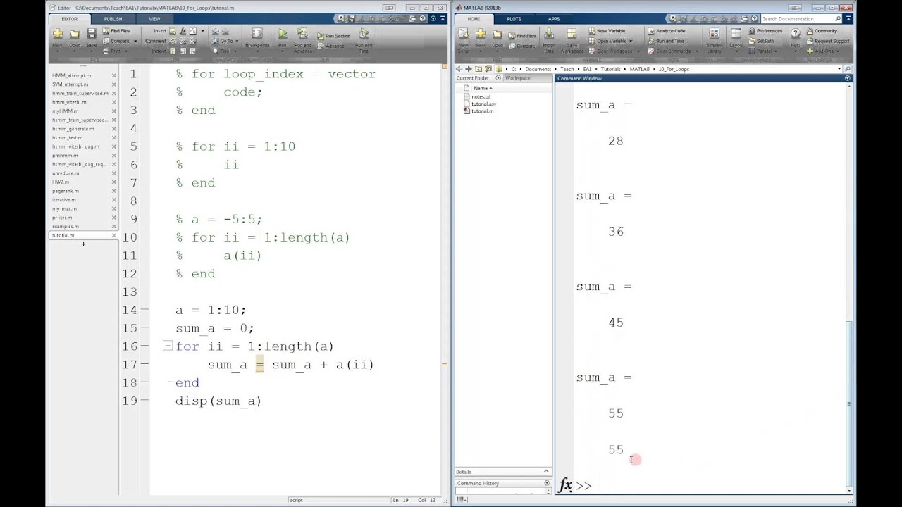 Учебное пособие по MATLAB For Loop