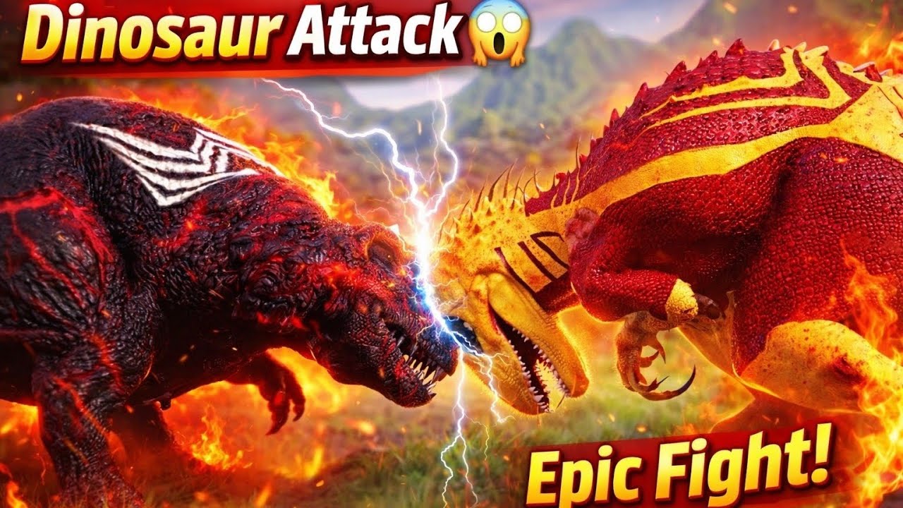 खतरनाक डायनासोर की लड़ाई 😱🔥 | Epic Dinosaur Battle#3danimation #cartoon #animation 