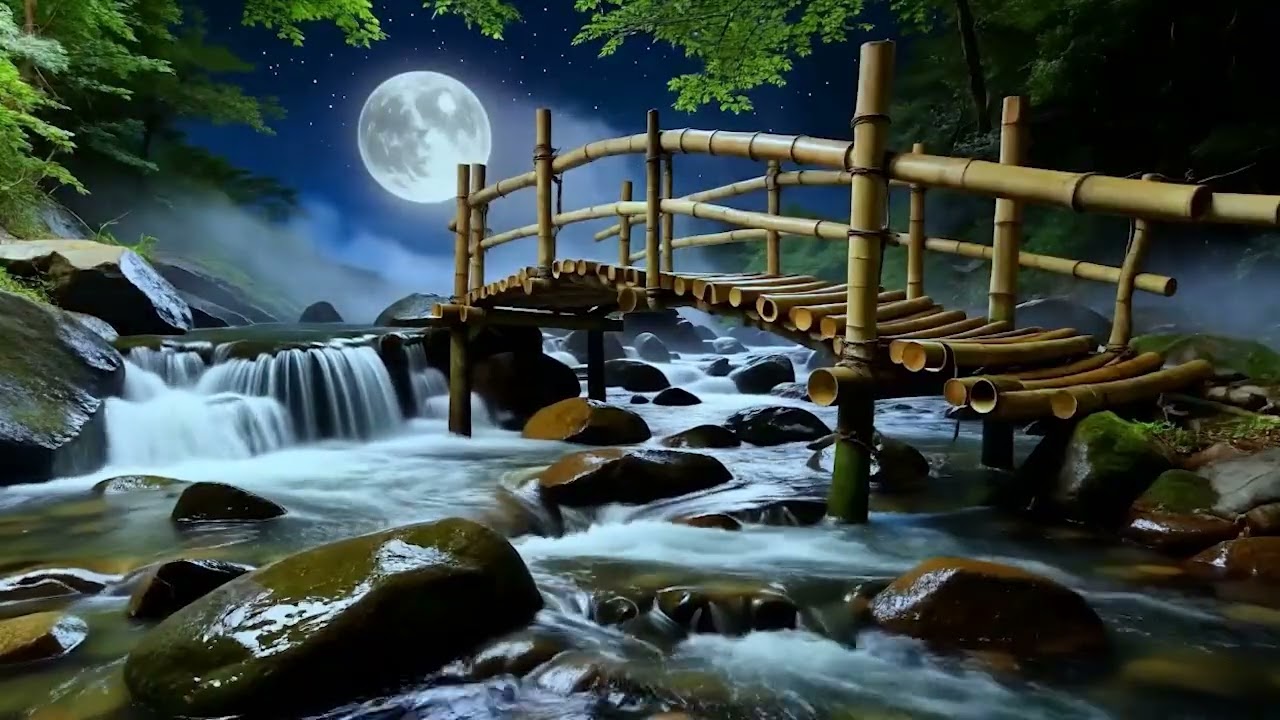 Midnight Forest Stream 🌌💧 Soothing Water Sounds to Ease Anxiety