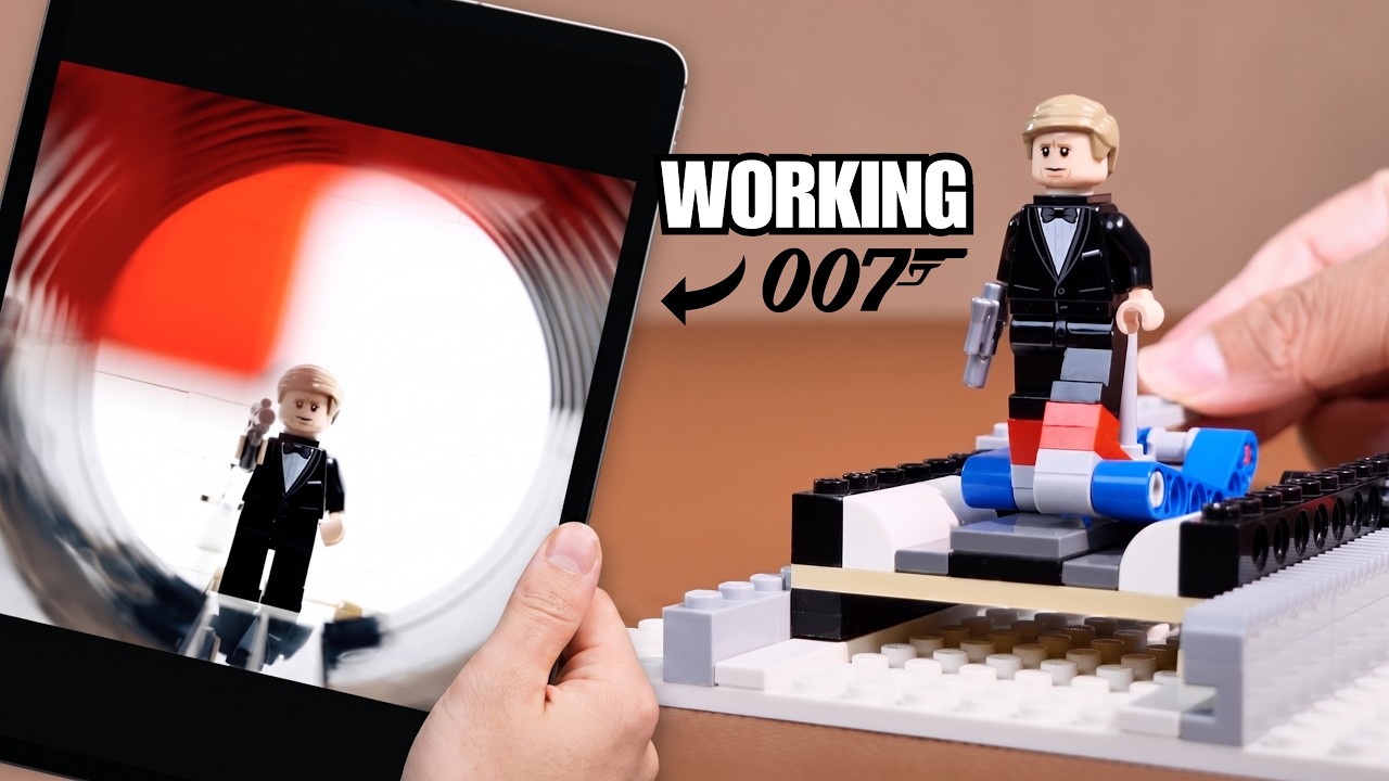 Я построил работающую сцену с оружейным дулом Джеймса Бонда из LEGO