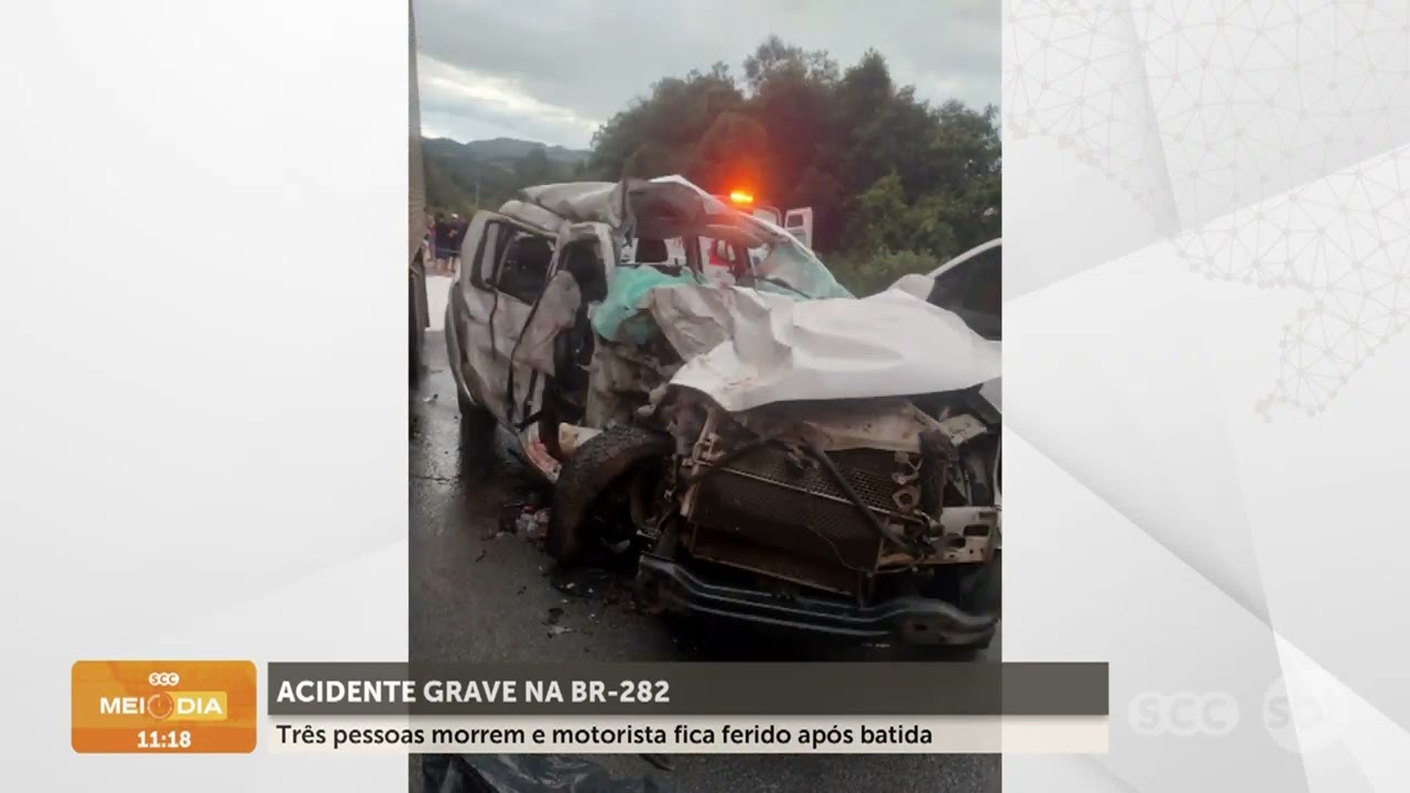 Três morrem e motorista fica ferido em acidente na BR-282 | Trânsito | SCC Meio-Dia