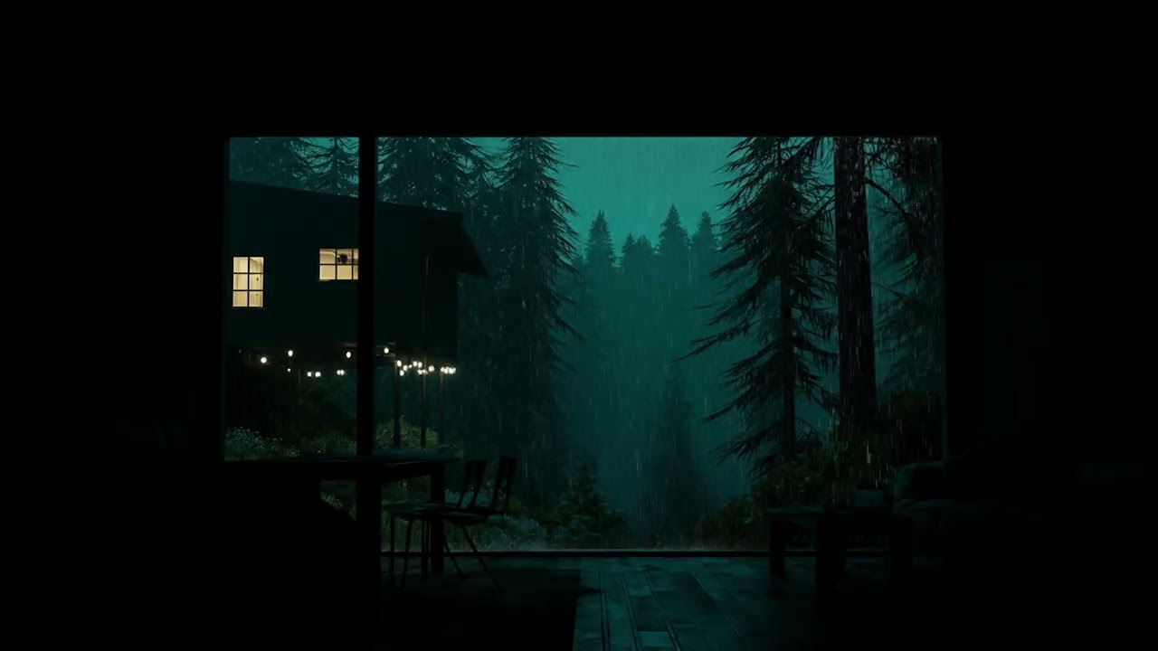 Soft Rain at a Cozy Cabin 🌧️ No Ads  Dark Bedroom Ambience for Deep Sleep & Relaxation