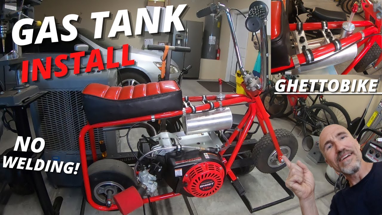 Azusa minibike gas tank install no welding.