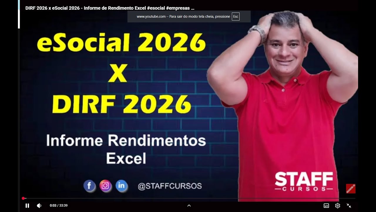 DIRF 2026 x eSocial 2026 - Informe de Rendimento Excel #esocial #empresas #contabilidade