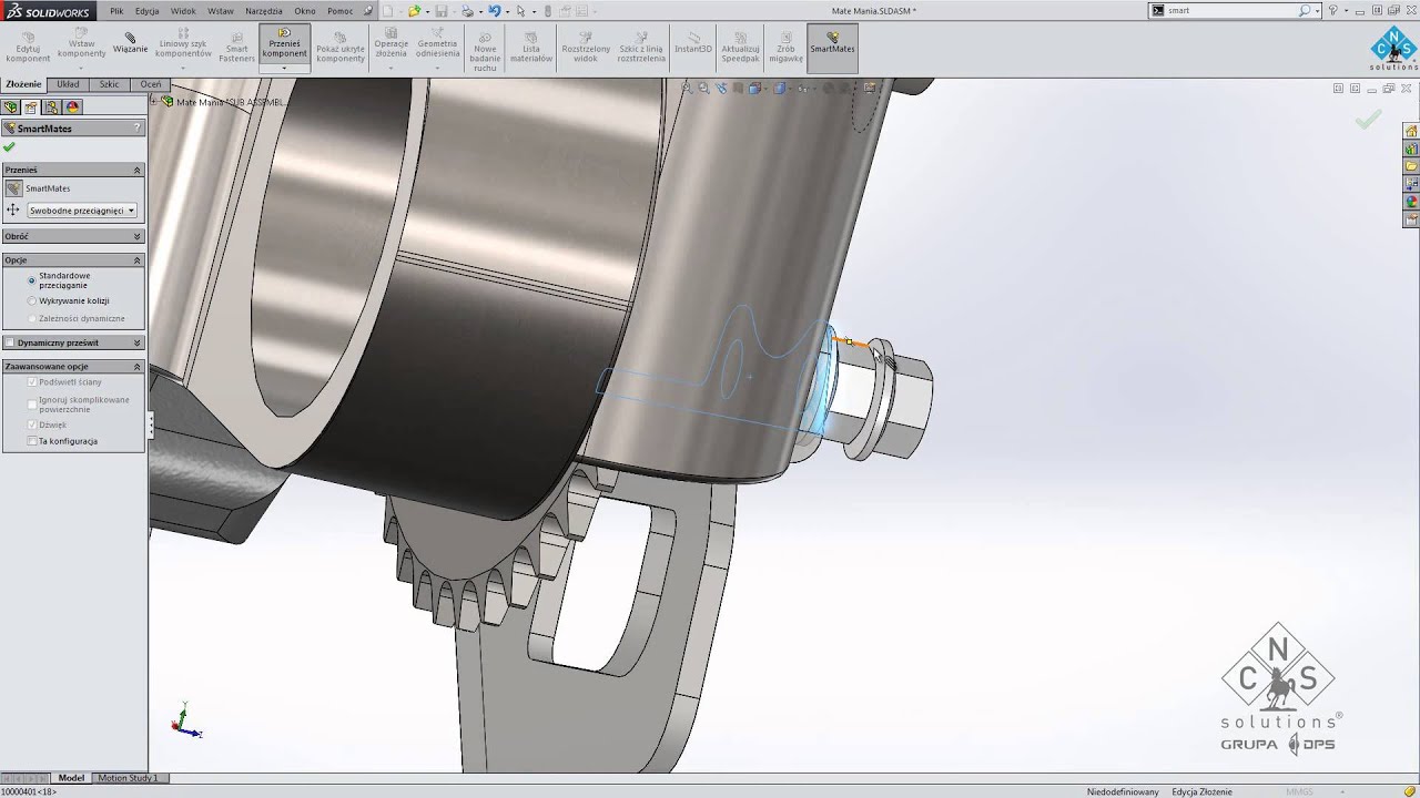 SolidWorks 2014 - wiązania złożeń